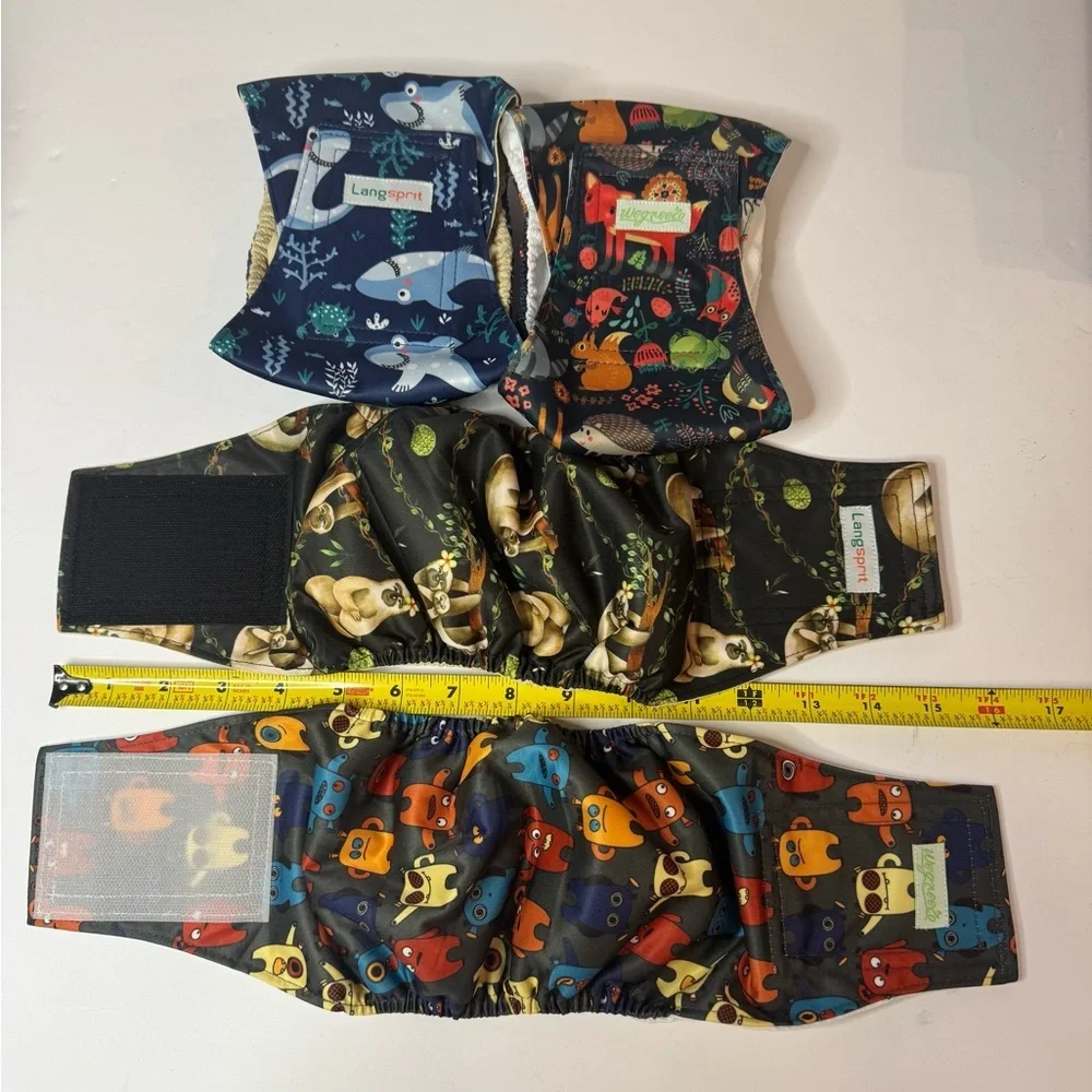 Langsprit (4) & Wegreeco (2) Reusable Male Dog Diaper Belly Bands, set of 6, NEW